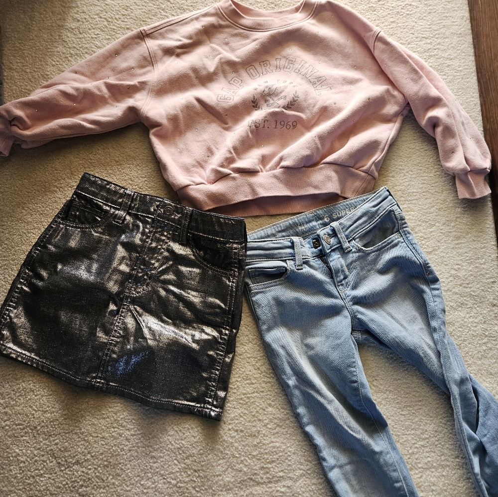 GAP Kids Sweatshirt, Skinny Jeans And Skirt Bundle